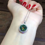 S925 Silver Necklace 4ct Green Gemstone Pendant for Women
