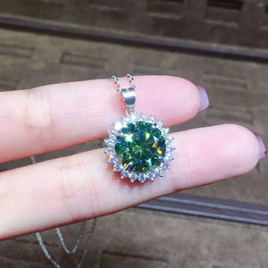 S925 Silver Necklace 4ct Green Gemstone Pendant for Women