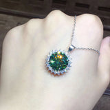 S925 Silver Necklace 4ct Green Gemstone Pendant for Women