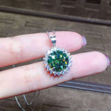 S925 Silver Necklace 4ct Green Gemstone Pendant for Women