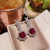 S925 Silver Lab Ruby Zircon Jewelry Set for Women