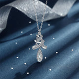 S925 Silver Christmas Tree Tassel Zircon Pendant Necklace for Women