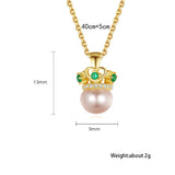Sterling Silver Crown Freshwater Pearl Pendant Necklace for Women