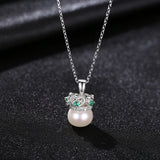 Sterling Silver Crown Freshwater Pearl Pendant Necklace for Women