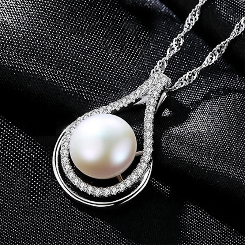 Sterling Silver Pearl Pendant Necklace for Women Party Fine Jewelry