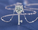 S925 1ct Moissanite Key Pendant Necklace Zircon Jewelry for Women