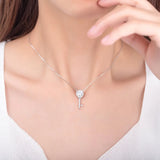 S925 1ct Moissanite Key Pendant Necklace Zircon Jewelry for Women