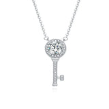 S925 1ct Moissanite Key Pendant Necklace Zircon Jewelry for Women
