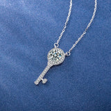 S925 1ct Moissanite Key Pendant Necklace Zircon Jewelry for Women