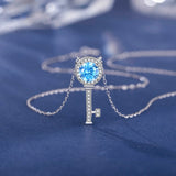 S925 1ct Moissanite Key Pendant Necklace Zircon Jewelry for Women