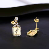 925 Silver Zircon Stud Earrings Women's Jewelry
