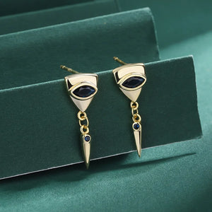 Sterling Silver Zircon Devil's Eye Stud Earrings for Women Party Jewelry