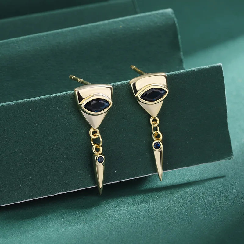 Sterling Silver Zircon Devil's Eye Stud Earrings for Women Party Jewelry
