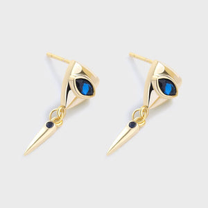 Sterling Silver Zircon Devil's Eye Stud Earrings for Women Party Jewelry