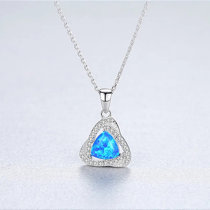 Opal Gemstone Pendant Necklace 925 Silver Women's Jewelry
