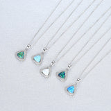 Opal Gemstone Pendant Necklace 925 Silver Women's Jewelry