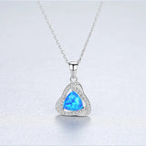 Opal Gemstone Pendant Necklace 925 Silver Women's Jewelry