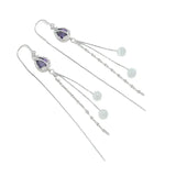 Purple Tulip Tassel Ear Line Opal Earrings