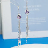 Purple Tulip Tassel Ear Line Opal Earrings