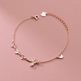 S925 Sterling Silver Butterfly Crystal Bracelet - Wedding Gift
