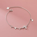 S925 Sterling Silver Butterfly Crystal Bracelet - Wedding Gift