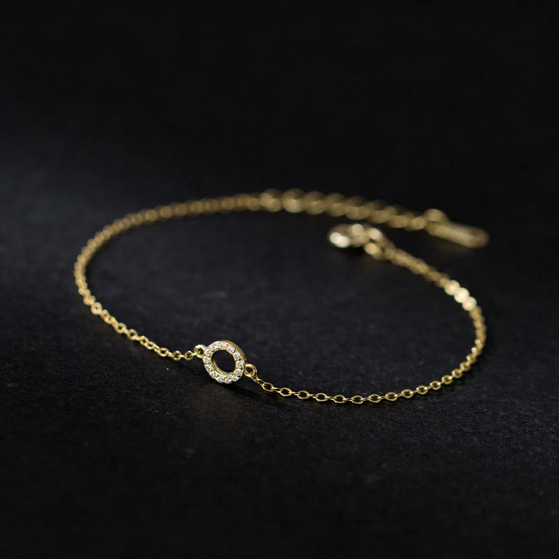925 Silver Circle Crystal Bracelet for Women