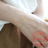 925 Silver Geometric Chain Bracelet 14K Plated for Women Girls