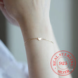 925 Sterling Silver Love Heart Bracelet 14K Plated for Women Girls