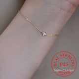 925 Silver Female Bracelet 14K Plated Round Crystal Bracelet Wedding Gift