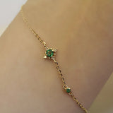 S925 Sterling Silver Female Bracelet Square Emerald Crystal Bracelet