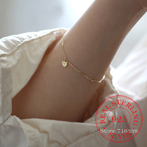 S925 Sterling Silver Female Bracelet 14K You&I Heart Bracelets For Women Girls