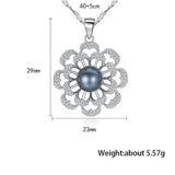 Flower Pearl Pendant Necklace Sterling Silver Jewelry for Women