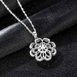 Flower Pearl Pendant Necklace Sterling Silver Jewelry for Women