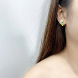 S925 Green Yellow Zircon Stud Earrings for Women - Fine Jewelry