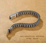 S925 Sterling Silver Hand Woven Jewelry Ethnic Punk Rock Bracelet