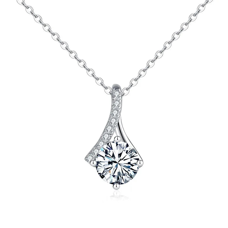 Sterling Silver Moissanite Pendant Necklace Set for Women