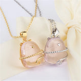 S925 Sterling Silver Crystal Cat Pendant Necklace Wedding Jewelry Gift