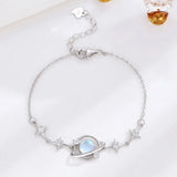 S925 Star Planet Moonstone Bracelet for Women Unique Jewelry Gift