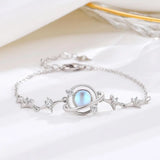 S925 Star Planet Moonstone Bracelet for Women Unique Jewelry Gift