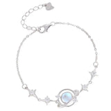 S925 Star Planet Moonstone Bracelet for Women Unique Jewelry Gift