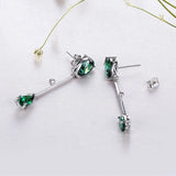 S925 Green Zircon Stud Earrings for Women Artificial Emerald Gem Jewelry Gift