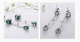 S925 Green Zircon Stud Earrings for Women Artificial Emerald Gem Jewelry Gift