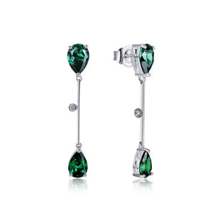 S925 Green Zircon Stud Earrings for Women Artificial Emerald Gem Jewelry Gift