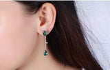 S925 Green Zircon Stud Earrings for Women Artificial Emerald Gem Jewelry Gift