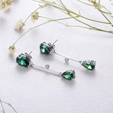 S925 Green Zircon Stud Earrings for Women Artificial Emerald Gem Jewelry Gift