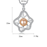 925 Silver Pearl Pendant Necklace Zircon Clavicle Chain
