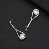 925 Silver Zircon Pearl Stud Earrings Women's Jewelry Gift