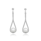 925 Silver Zircon Pearl Stud Earrings Women's Jewelry Gift
