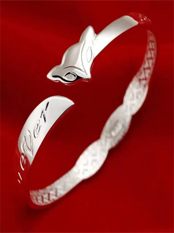 S925 Vintage Thai Silver Men's Bracelet, Fox Personalized Ladies Couple Bracelet