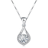S999 Pure Silver Heart CZ Stone Pendant Necklace